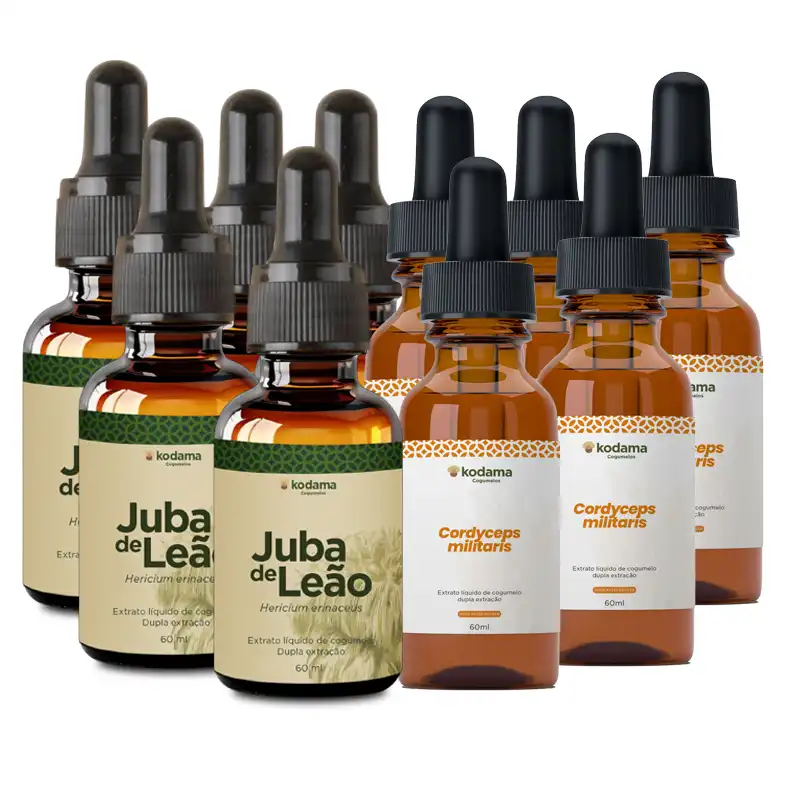 Kit Extrato Líquido de Juba de Leão e Cordyceps militaris (5 unid. 60ml de cada)