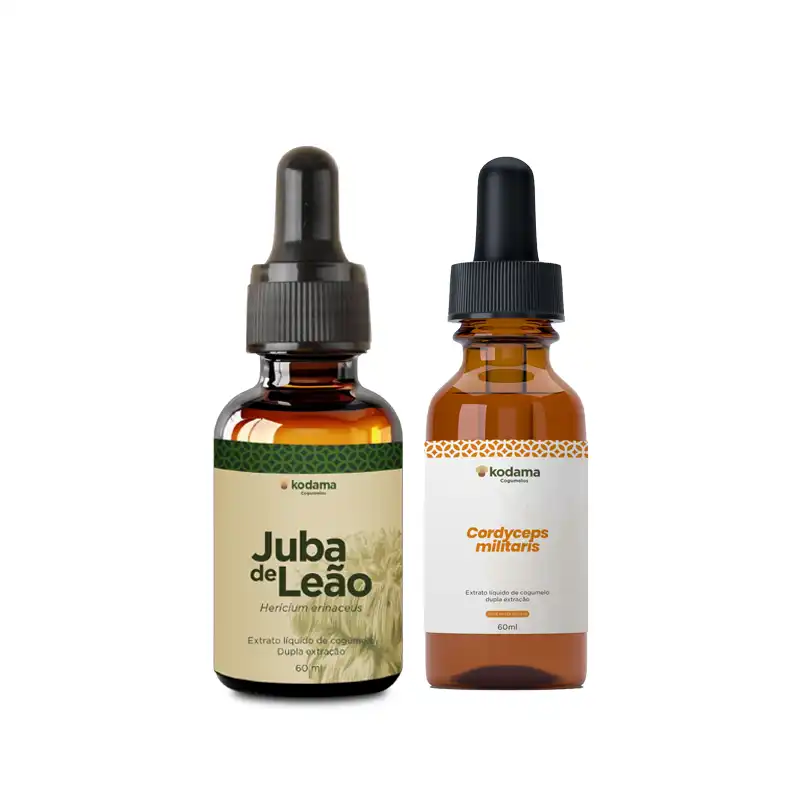 Kit Extrato Líquido de Juba de Leão e Cordyceps militaris (1 unid. 60ml de cada)