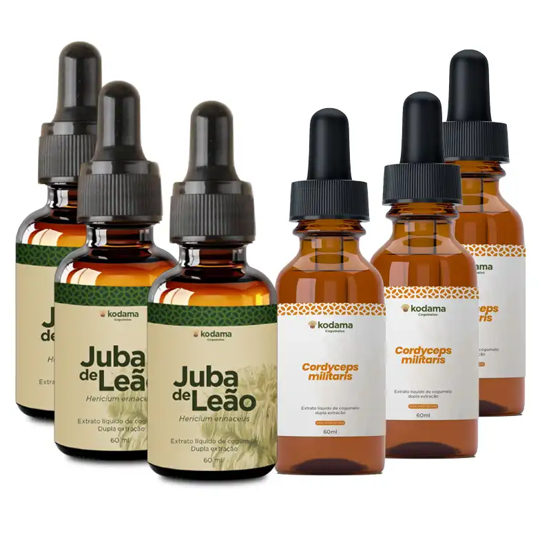 Kit Extrato Líquido de Juba de Leão e Cordyceps militaris (3 unid. 60ml de cada)